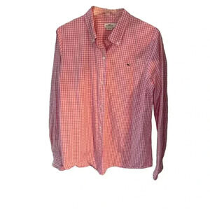 Vineyard vines women’s pink & white check button up shirt size 16.
